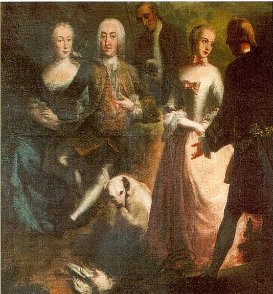 Joseph Esperlin Engagement of Maria Josepha Grafin von Waldburg-Friedberg-Scheer (1731 - 1782) and her cousin, Prince Joseph Wenzel von Furstenberg (1728 - 1783) in 1 china oil painting image